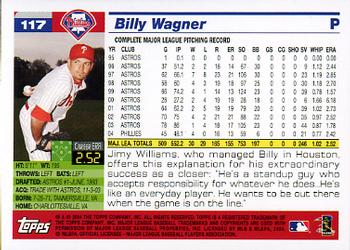 2005 Topps #117 Billy Wagner Back