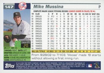 2005 Topps #147 Mike Mussina Back