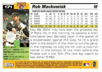 2005 Topps #171 Rob Mackowiak Back