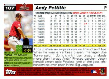 2005 Topps #187 Andy Pettitte Back