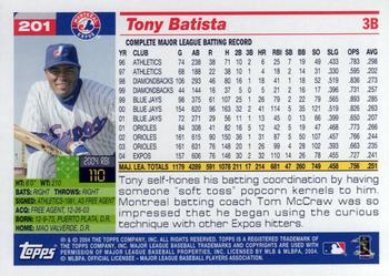 2005 Topps #201 Tony Batista Back