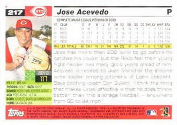 2005 Topps #217 Jose Acevedo Back