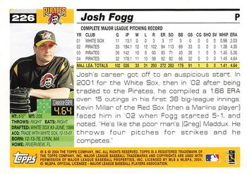 2005 Topps #226 Josh Fogg Back