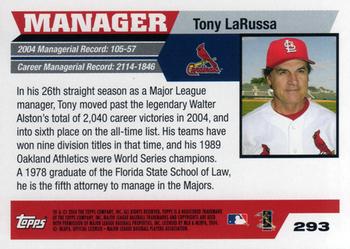 2005 Topps #293 Tony LaRussa Back