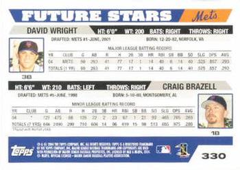 2005 Topps #330 David Wright / Craig Brazell Back
