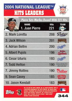 2005 Topps #344 2004 National League Hits (Juan Pierre / Mark Loretta / Jack Wilson) Back