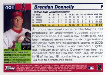 2005 Topps #401 Brendan Donnelly Back