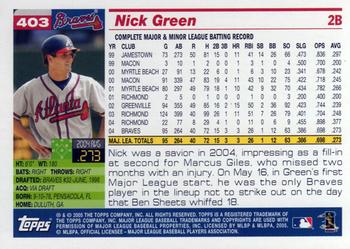 2005 Topps #403 Nick Green Back