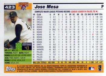 2005 Topps #423 Jose Mesa Back