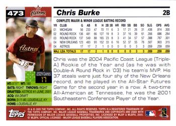 2005 Topps #473 Chris Burke Back