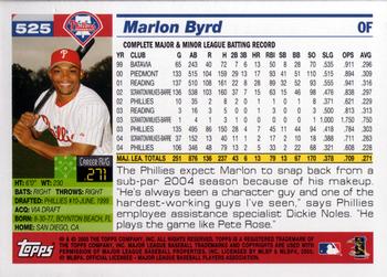 2005 Topps #525 Marlon Byrd Back