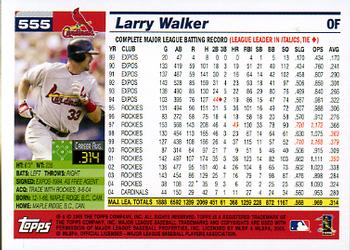 2005 Topps #555 Larry Walker Back