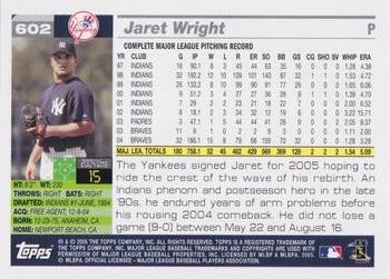 2005 Topps #602 Jaret Wright Back