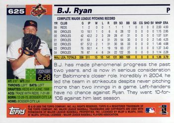 2005 Topps #625 B.J. Ryan Back