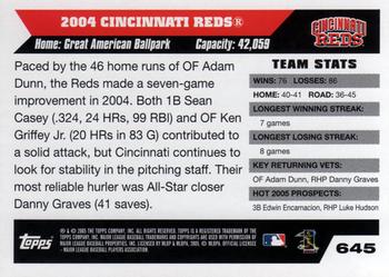2005 Topps #645 Cincinnati Reds Back