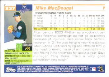 2005 Topps #237 Mike MacDougal Back