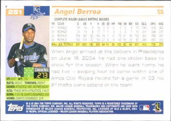 2005 Topps #251 Angel Berroa Back