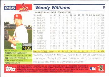 2005 Topps #265 Woody Williams Back