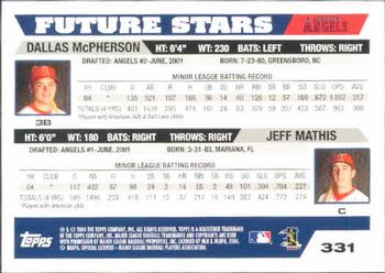 2005 Topps #331 Dallas McPherson / Jeff Mathis Back