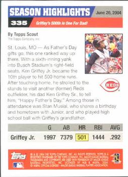 2005 Topps #335 Junior Hits 500th On Father's Day! Back