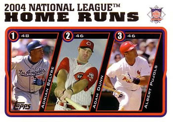 2005 Topps #345 2004 National League Home Runs (Adrian Beltre / Adam Dunn / Albert Pujols) Front