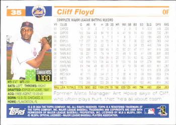2005 Topps #35 Cliff Floyd Back