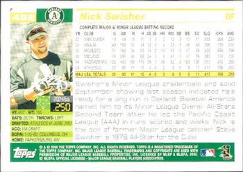 2005 Topps #452 Nick Swisher Back