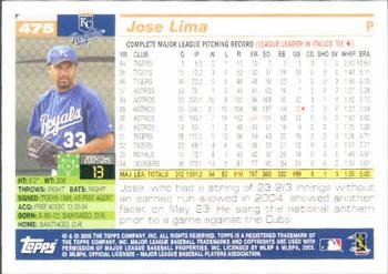 2005 Topps #475 Jose Lima Back