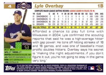 2005 Topps #4 Lyle Overbay Back