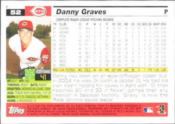2005 Topps #52 Danny Graves Back