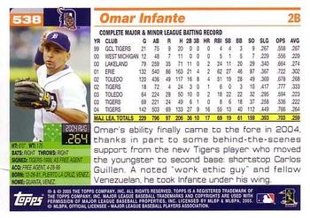 2005 Topps #538 Omar Infante Back