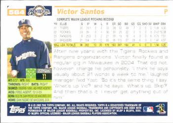 2005 Topps #584 Victor Santos Back