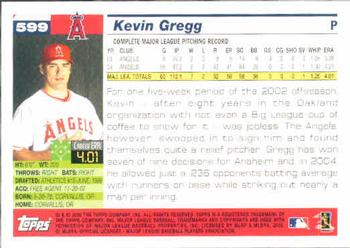 2005 Topps #599 Kevin Gregg Back