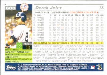 2005 Topps #600 Derek Jeter Back