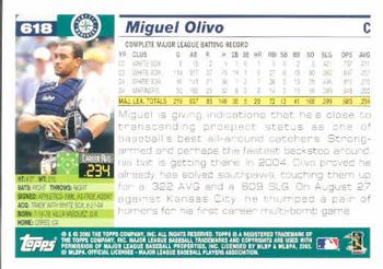 2005 Topps #618 Miguel Olivo Back