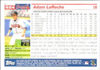 2005 Topps #624 Adam LaRoche Back