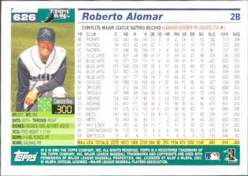 2005 Topps #626 Roberto Alomar Back
