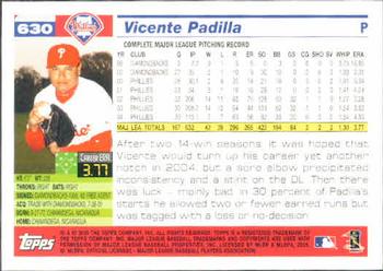 2005 Topps #630 Vicente Padilla Back
