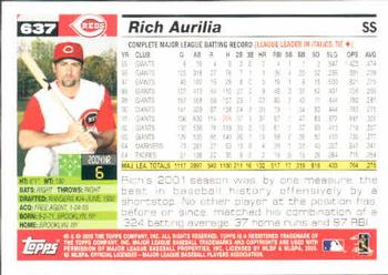 2005 Topps #637 Rich Aurilia Back