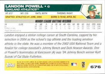 2005 Topps #676 Landon Powell Back