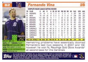 2005 Topps #82 Fernando Vina Back