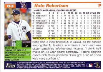 2005 Topps #83 Nate Robertson Back