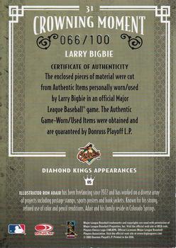2005 Donruss Diamond Kings - Materials Silver #31 Larry Bigbie Back
