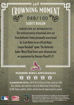 2005 Donruss Diamond Kings - Materials Silver #398 Scott Rolen Back