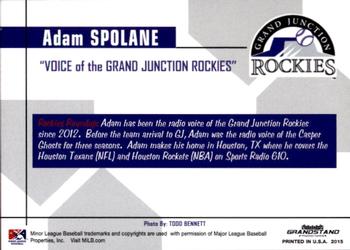 2015 Grandstand Grand Junction Rockies #NNO Adam Spolane Back