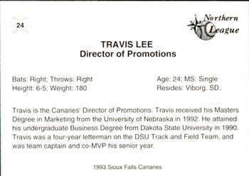 1993 Sioux Falls Canaries #24 Travis Lee Back