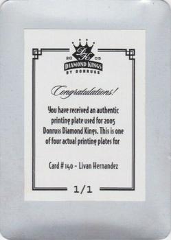 2005 Donruss Diamond Kings - Press Plates Cyan #140 Livan Hernandez Back