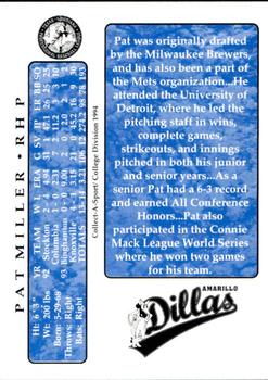 1994 Collect-A-Sport Amarillo Dillas #18 Pat Miller Back