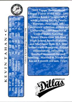 1994 Collect-A-Sport Amarillo Dillas #23 Kevin Tahan Back