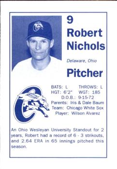 1994 Chillicothe Paints #14 Robert Nichols Back